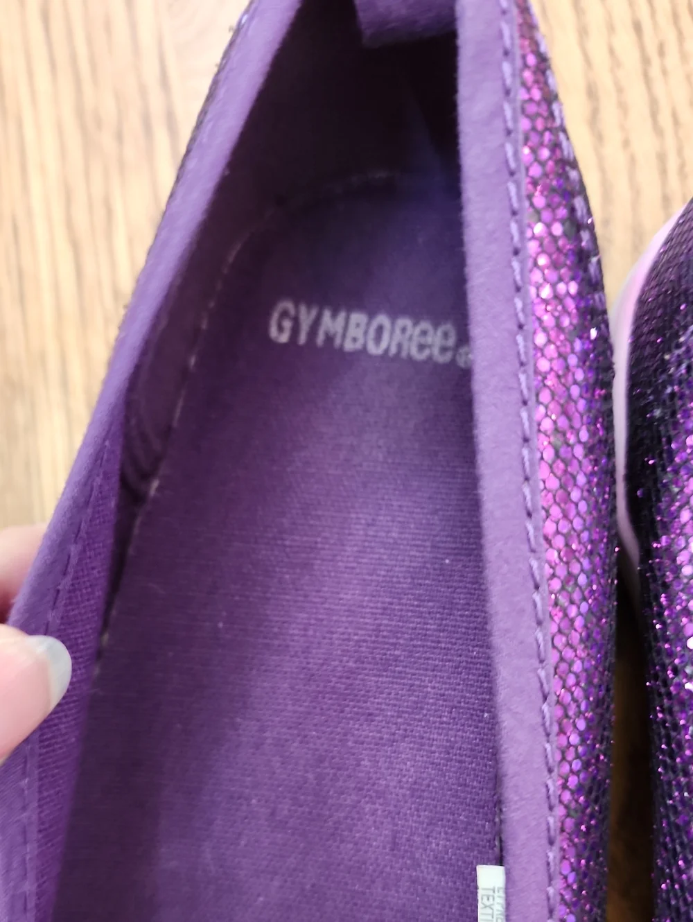 2013 Gymboree Girls Purple Bow Glitter Skimmer Sneakers GUC Size 1